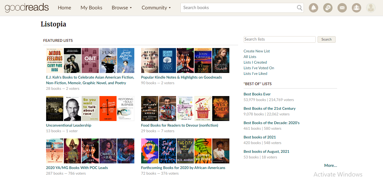 Book lists in the Listopia section of Goodreads. Authors can use it as a tool to promote their book.