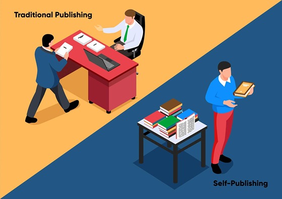 An author compares the pros and cons of self-publishing vs. traditional publishing